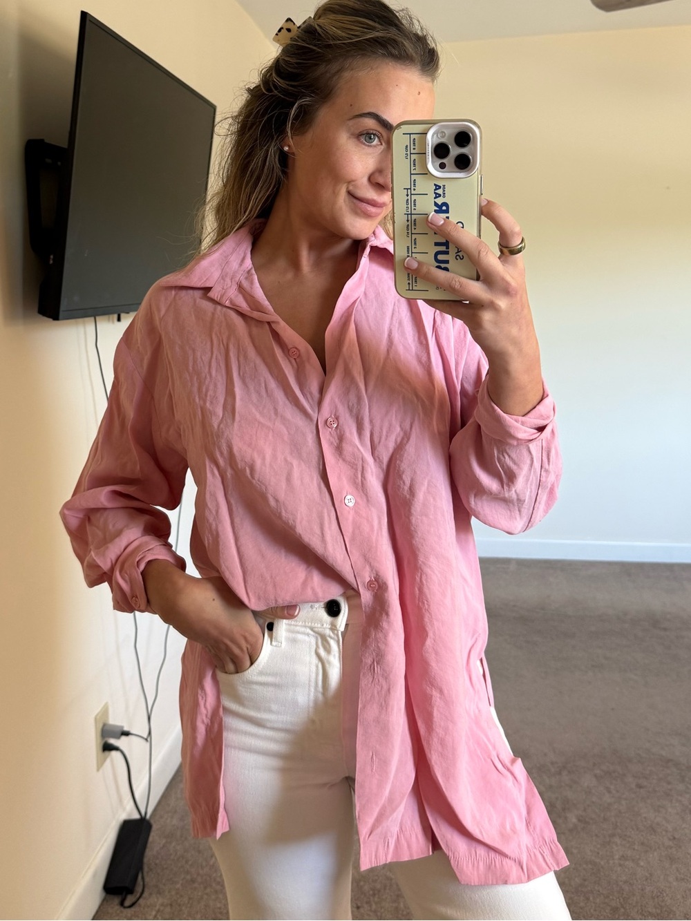 Relaxed Pink Button-Up Shirt